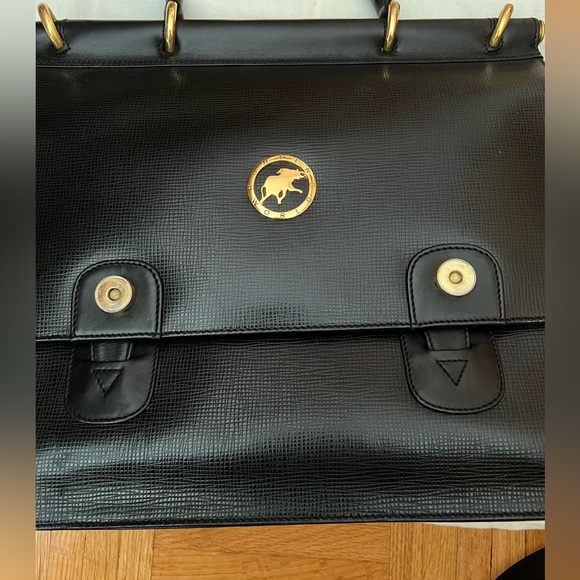 Hunting world black leather satchel with strap - Picture 3 of 11